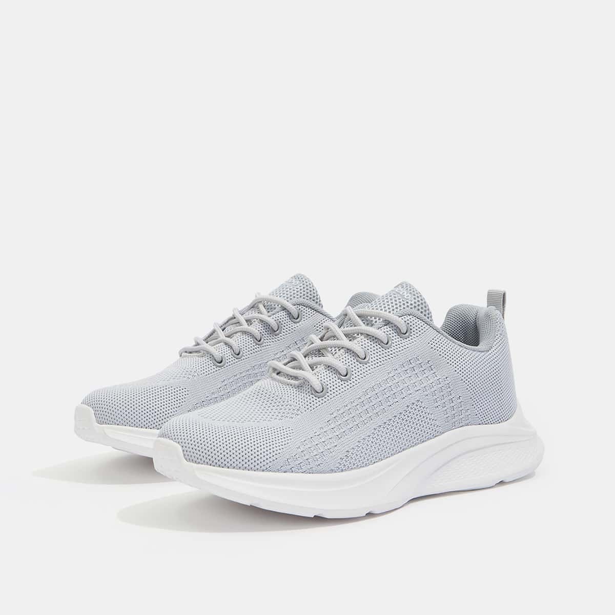 Chaussures pour femmes, dÃ©tails en tricot confortables, chaussures de course respirantes grises, chaussures de vacances, soldes d'Ã©tÃ©